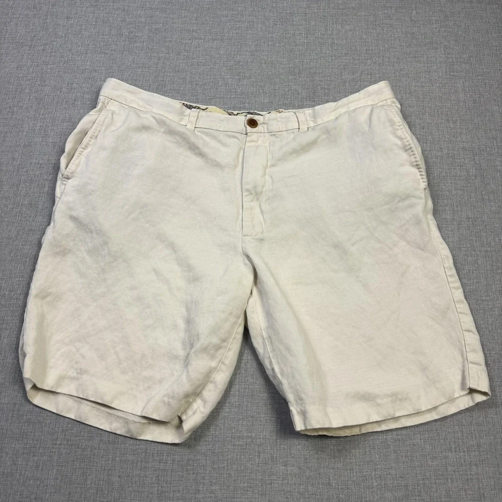 Tommy Bahama Lyocell Linen Chino Shorts Mens 38 White Flat Front 9